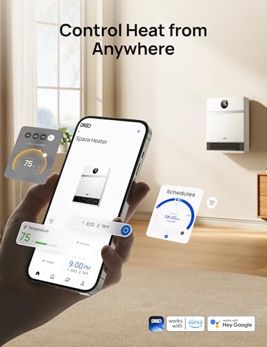Wall-Mounted Space Heater with Oscillation & Remote Control - Pure White