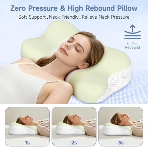 VYLEE Green Memory Foam Cervical Neck Pillow Ergonomic High-Low Support