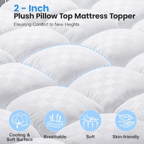 Easthome King Size Dual Layer 4-Inch Memory Foam Mattress Topper - White