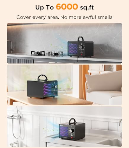 70000mg Ozone Generator Odor Eliminator for 6000+ Sq.Ft - Black