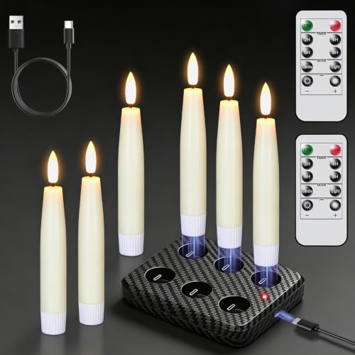 GenSwin Rechargeable Flameless Taper Candles Charging Base 2 Remote
