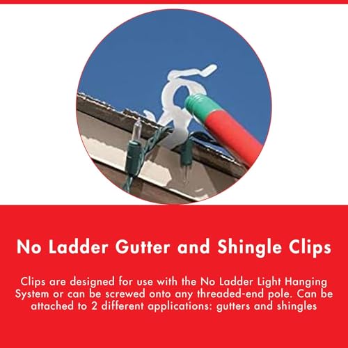 No Ladder 25 Count Clear Gutter & Shingle Clips – Fits No Ladder System