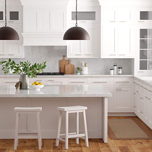 White Solid Wood Counter Height Bar Stools Set of 2 - 24 Inch Saddle Seat