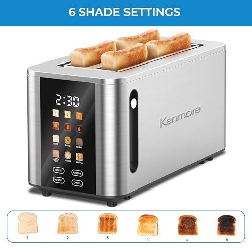 Kenmore 4-Slice Digital Touchscreen Toaster - 1400W Stainless Steel,