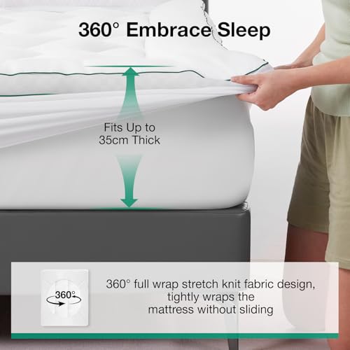 Queen Mattress Topper - White Extra Thick Pillow Top Down Alternative