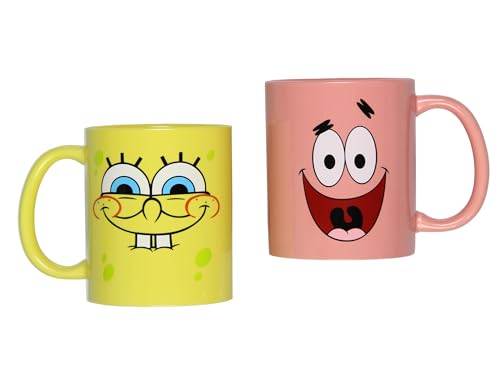 SpongeBob & Patrick 11oz Ceramic Mug Set - Nickelodeon Cartoon Coffee Cups
