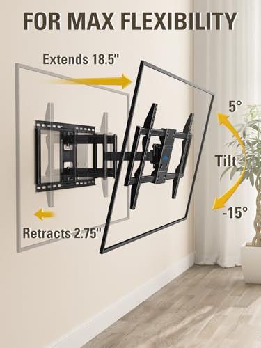 Full Motion TV Wall Mount for 42-90 Inch TVs with 24-Inch Stud Compatibility - Max VESA 800x400mm, 132 lbs, Articulating Arms - Variation of 24" Studs