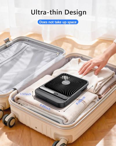 AURATHEA 10000mAh Portable Travel Fan with LED Light & Timer, Rechargeable Desk & Camping Fan