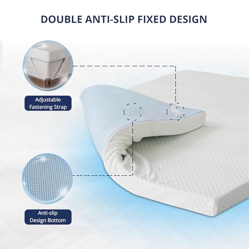 EGOHOME 3-Inch Twin Memory Foam Mattress Topper with Removable Cover – Cooling Gel Support