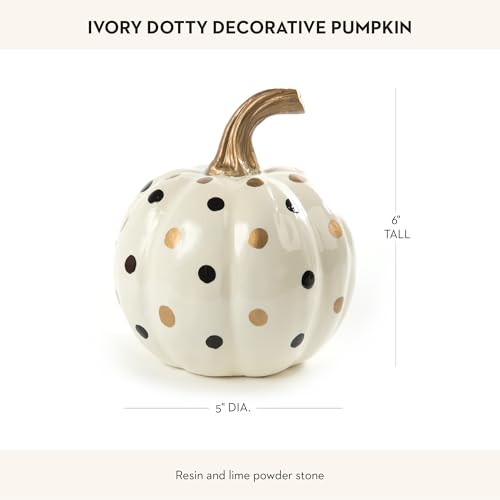 Ivory Dotty Pumpkin Decorative Resin Home Decor for Fall & Halloween