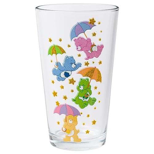 Care Bears Star Shower Glitter 16oz Pint Glass - Silver Buffalo, Officially Licensed