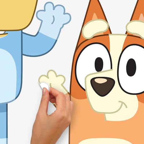 Bluey & Bingo Character Peel and Stick Wall Decals with Floral & Insect Design - Repositionable Kids Wall Decor