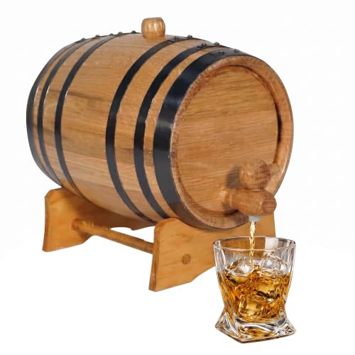 2L Oak Aging Barrel Kit with Stand, Spigot & Bung for Home Spirits