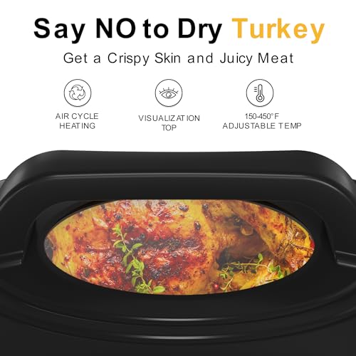 Sunvivi 26QT Electric Roaster Oven with Viewing Lid, 30lb Turkey, Blue