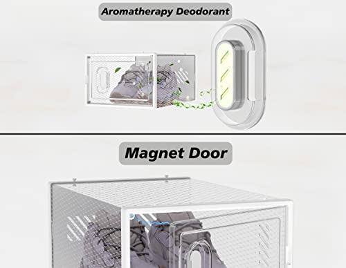 White Stackable Shoe Storage Box with Magnetic Door & Ventilation - Large