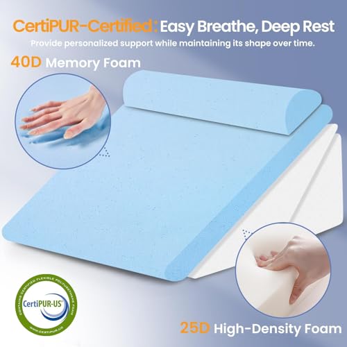 Adjustable Wedge Pillow Set for Post-Surgery Support - Dark Grey, 9 & 12 Inch + Head Pillow