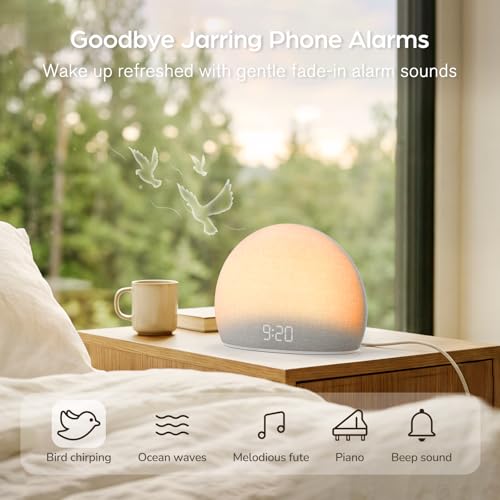HOUSBAY Sunrise Alarm Clock with White Noise Sound Machine - Classic White