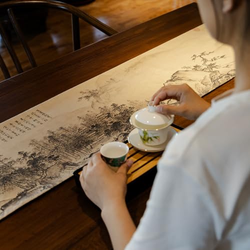 Chinese Table Runner 13x118 Inch Extra Long Cotton Linen Decor