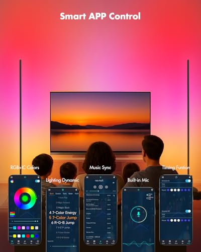 Vexinat Black Smart RGB LED Corner Floor Lamp - App & Remote Control