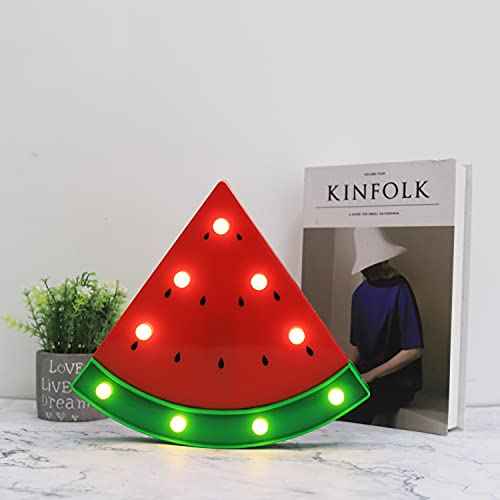 LED Marquee Signs Watermelon Night Lights, Battery Operated Watermelon Shaped Desk Table Lamp for Christmas Kids, Baby, Child, Girl Gift, Nursery Room, Wall Decor- Red Watermelon