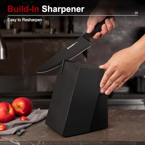 Astercook 15-Piece German Stainless Steel Knife Set with Block & Sharpener