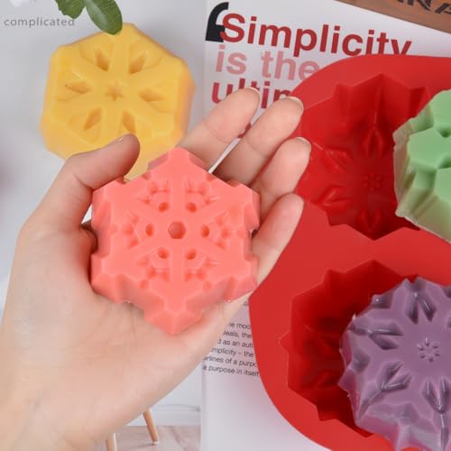 2-Pack Snowflake Silicone Molds for Chocolate, Pudding, Jelly, Muffins - Accfore Green & Red