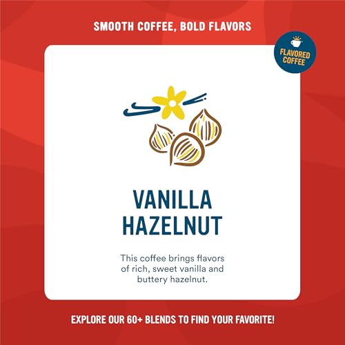 Decaf Vanilla Hazelnut Coffee Pods - 12 Count, Pack of 6, Compostable & Compatible with Keurig