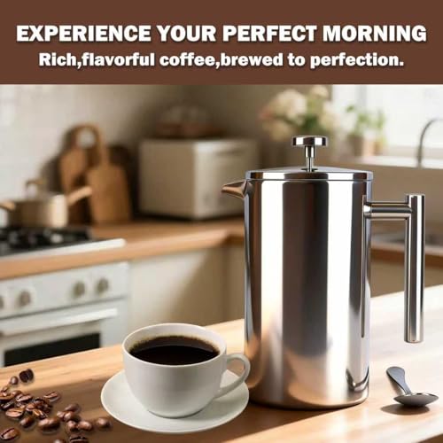 Large Capacity Stainless Steel French Press Coffee Maker 61oz 1.8L