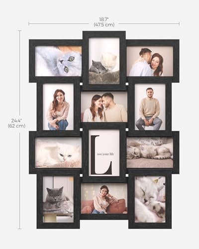 SONGMICS 12-Pack Collage Picture Frames 4x6, Ink Black Wall Decor Set