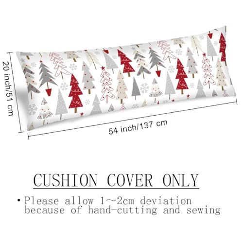 MATEKULI Christmas Body Pillow Cover 20x54 Grey White With Zipper