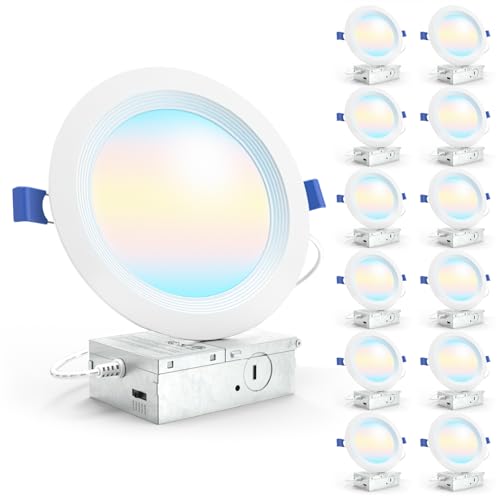 Sunco 6 Inch Canless LED Recessed Lights - Dimmable 5CCT, 14W, 12 Pack
