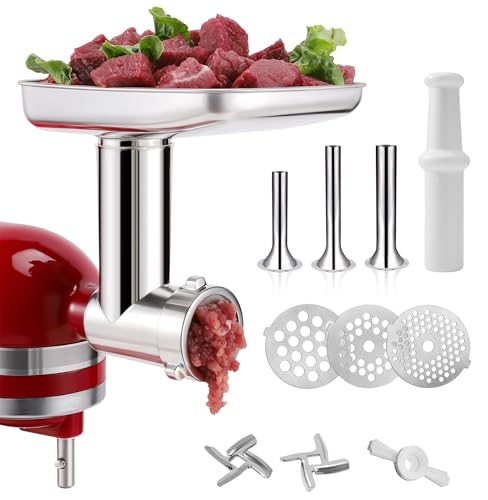Stainless Steel Meat Grinder Attachment for KitchenAid Mixers - Durable & Easy to Clean