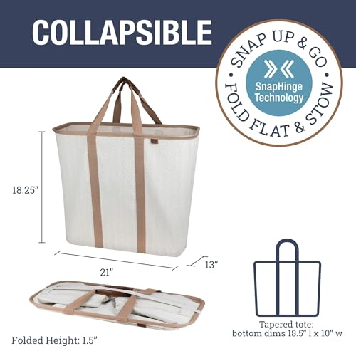 LUXE Cream Herringbone Collapsible Fabric Laundry Hamper - Pack of 2