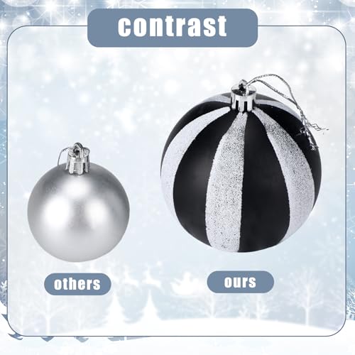 Riceshoot 3.15 Inch Black and White Christmas Ornaments - 24 Pack