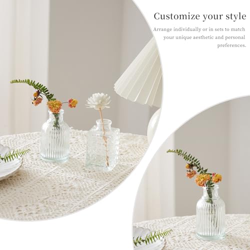 ODCYWM Clear Glass Bud Vases Set of 64 - Small Vintage Flower Centerpieces