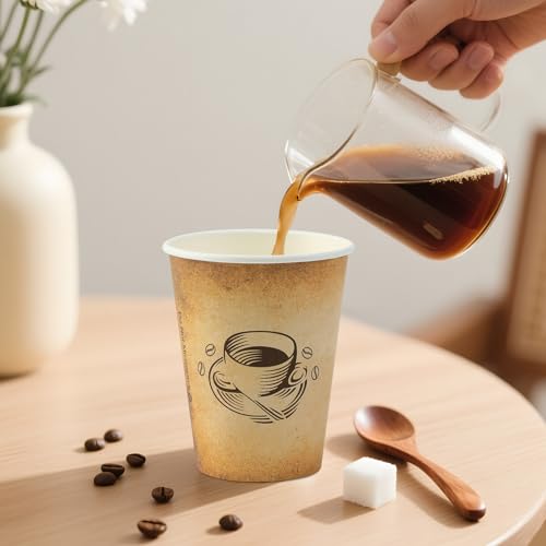 Disposable Paper Coffee Cups 12oz Retro Design 300 Pack - Clawsoff