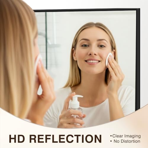 FICTOR Black Bathroom Vanity Mirror 30 x 48 inches Over Sink with Frame - Model: 48"L x 30"W