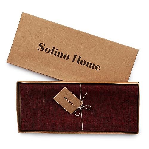 Solino Home 14 x 108 Inch 100% Linen Table Runner Red Garnet – 108in Length, 14in Width, 25: Red Garnet Variation