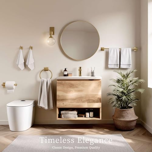 VEHCIL Champagne Bronze 5-Piece Bathroom Accessories Set with Towel Bar & Hooks