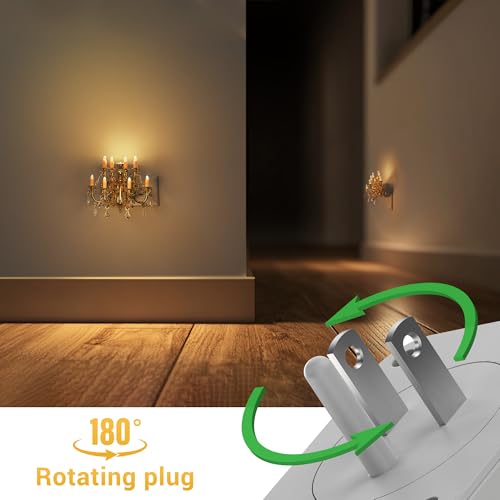 L LOHAS LED Night Light Wall Plug - Gold Chandelier Candle Flame Effect