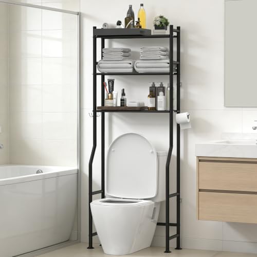 Livilord Black 3-Tier Over Toilet Storage Rack, 64" H, Anti-Tip