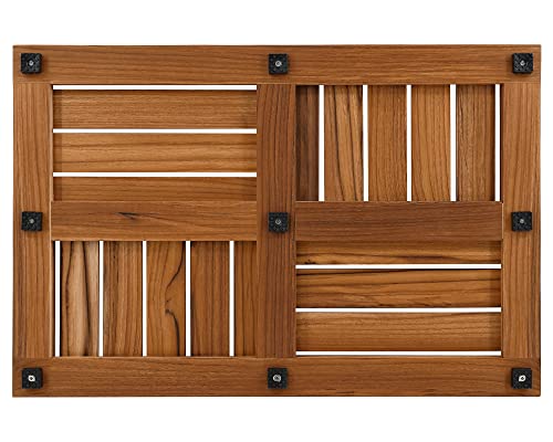Utoplike Teak Bath Mat 24x16 Inch Non-Slip Wooden Shower Mat for Bathroom & Indoor Use