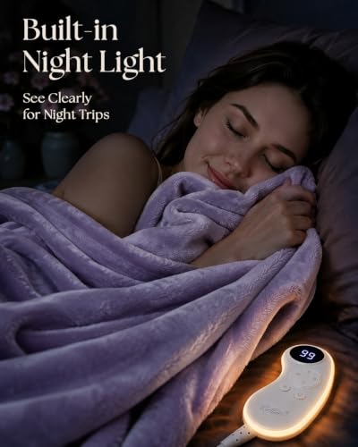 Purple Twin Electric Heated Blanket - Fast Even Heating, 9 Heat Levels