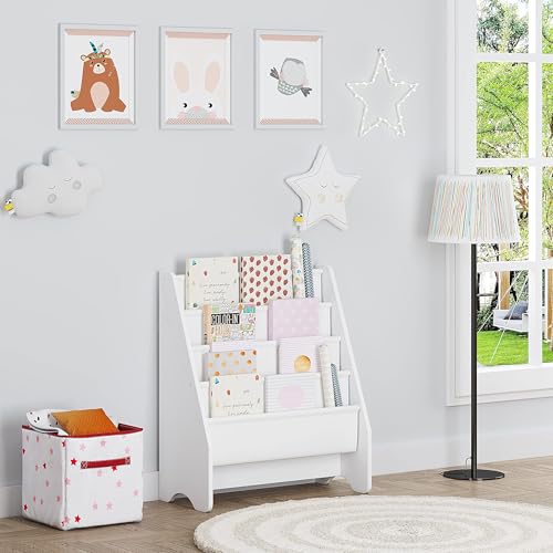 UTEX Kids Bookshelf Storage White Cotton Sling Organizing Shelf for Kids Rooms