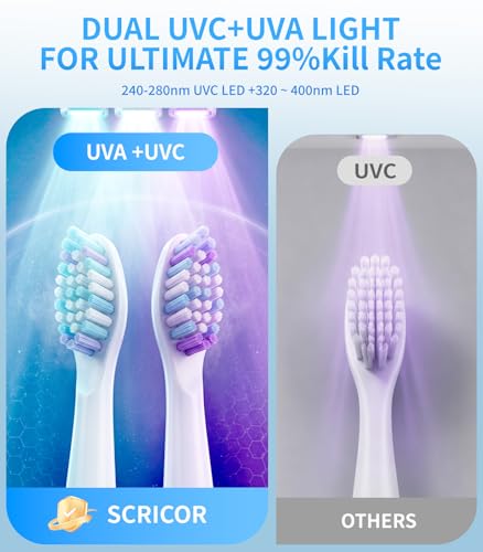 Toothbrush Holder with Dual UV & Heated Drying Wall Mount - D1 Variation