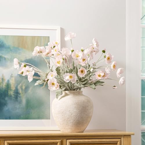 Vanselia Rustic Ceramic Flower Vase - Large 10-Inch Farmhouse Table Decor