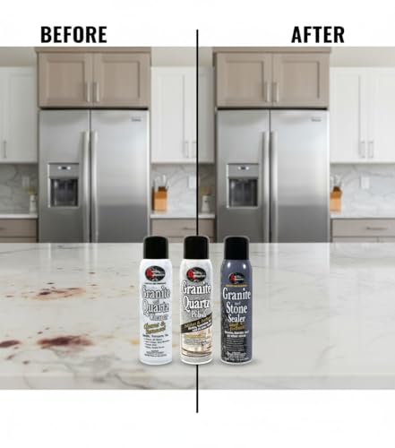 Stone Care Kit for Granite & Quartz - Clean, Seal & Polish 3-Piece Set