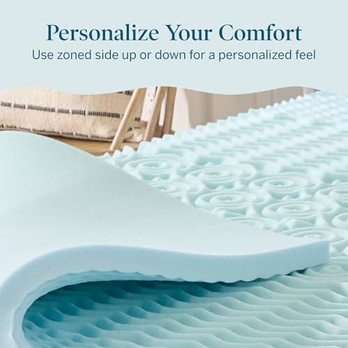 2 Inch Gel Memory Foam Mattress Topper King Size - 5 Comfort Zones, Cooling Infused