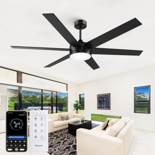 60 Inch Ceiling Fan with Lights Remote & App Control - Black