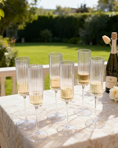 Clear Plastic Champagne Flutes 6 Oz - 24 Pack for Weddings & Parties